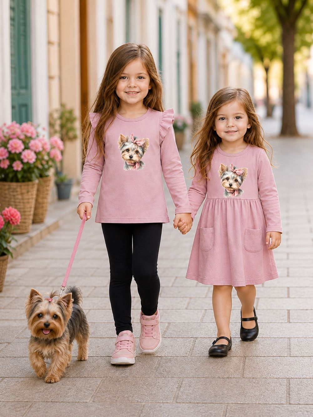 Dievčenské šaty CUTE DOG s dlhým rukávom