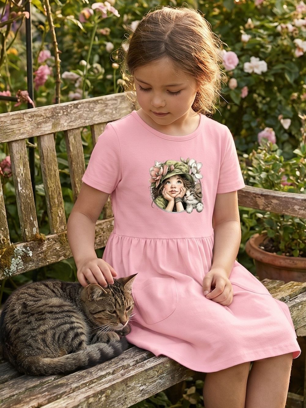 Dievčenské šaty GIRL and CAT s krátkym rukávom