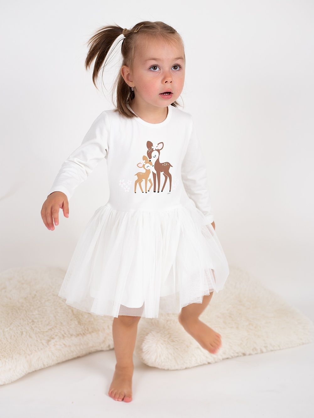 Dievčenské šaty s tylovou sukňou BAMBI s dlhým rukávom