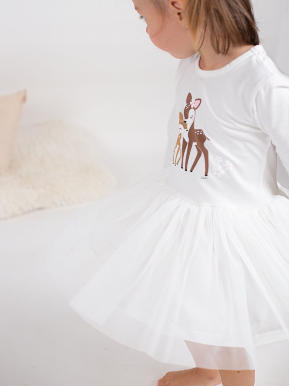 Dievčenské šaty s tylovou sukňou BAMBI s dlhým rukávom