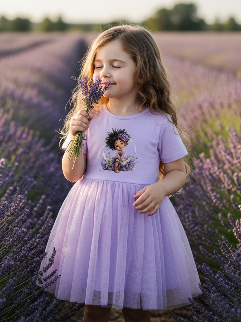 Dievčenské šaty tyl GIRL and LAVENDER s krátkym rukávom