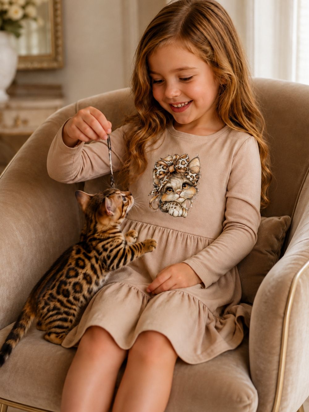 Dievčenské šaty WILD CAT s dlhým rukávom