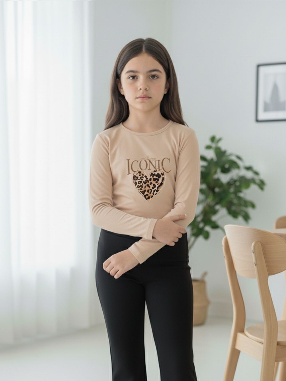 Dievčenské tričko 1F LEOPARD s dlhým rukávom