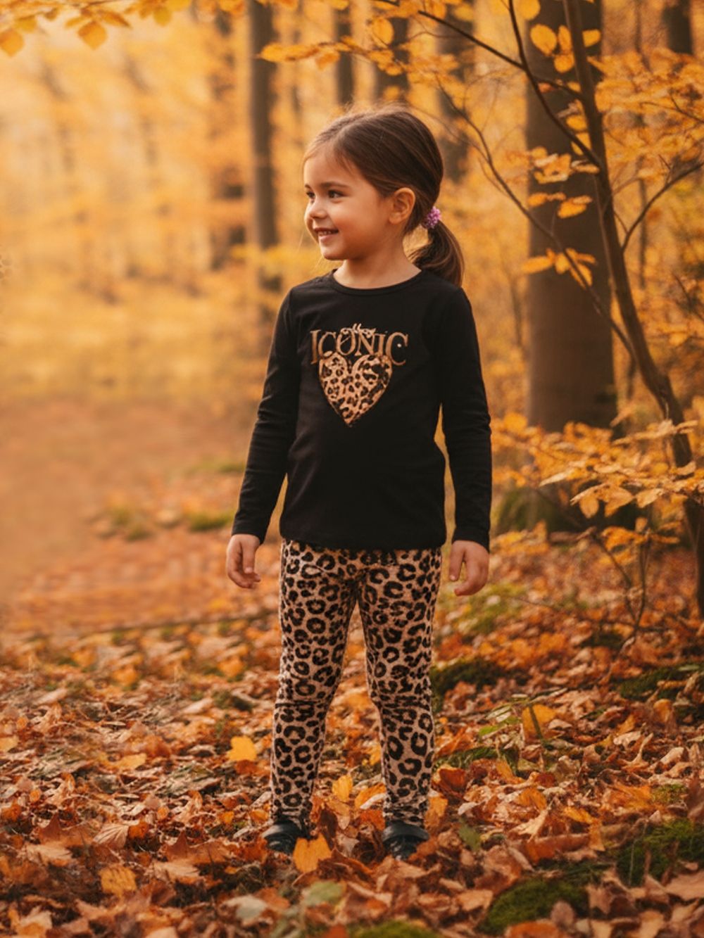 Dievčenské tričko 1F LEOPARD s dlhým rukávom