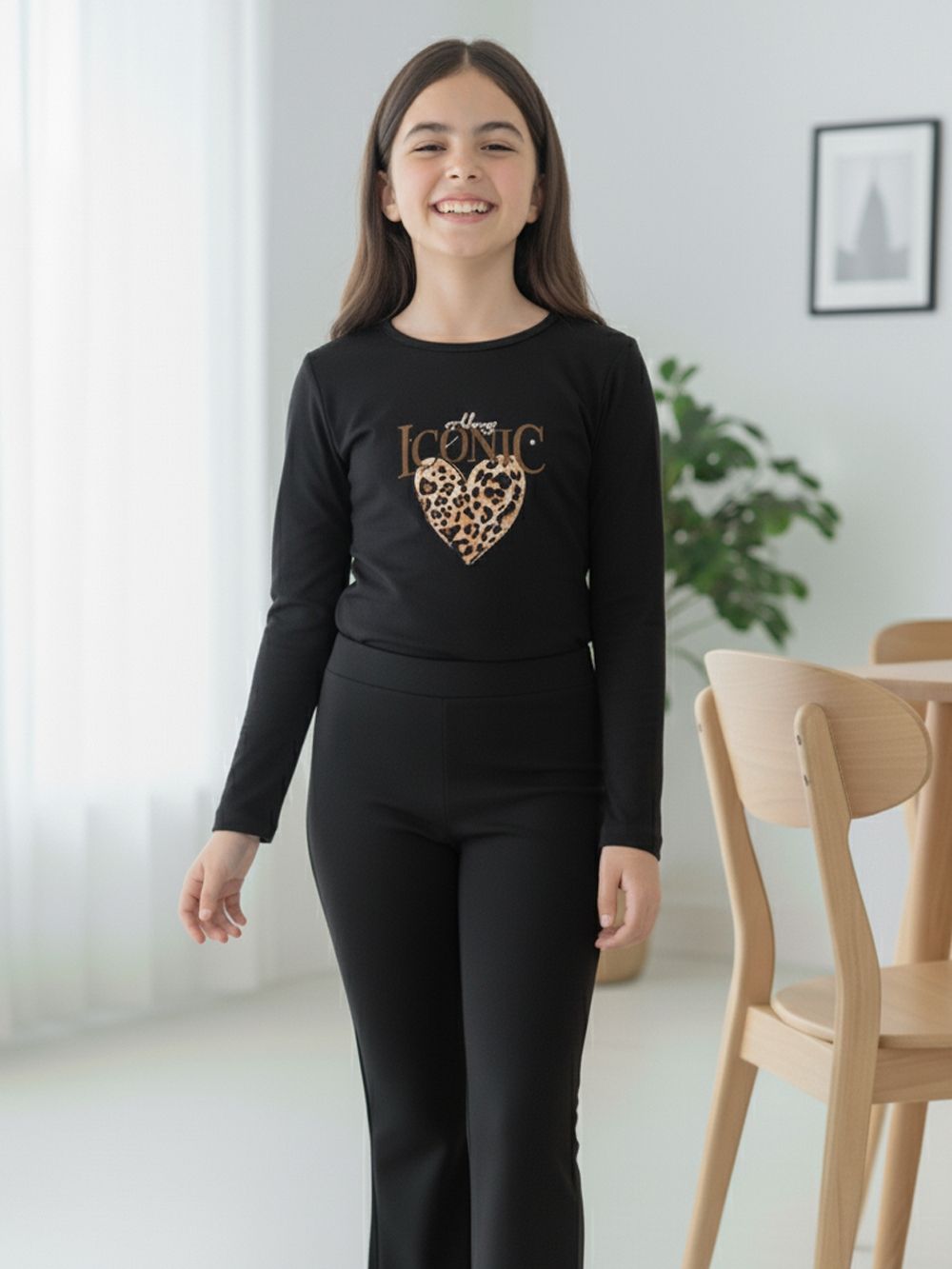 Dievčenské tričko 1F LEOPARD s dlhým rukávom