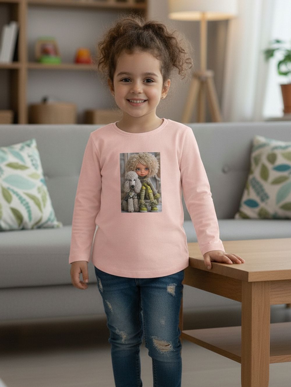 Dievčenské tričko GIRL and DOG s dlhým rukávom