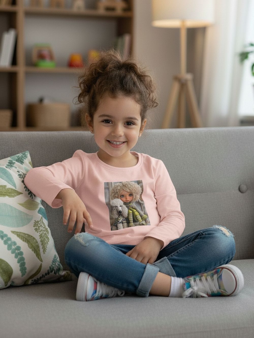 Dievčenské tričko GIRL and DOG s dlhým rukávom