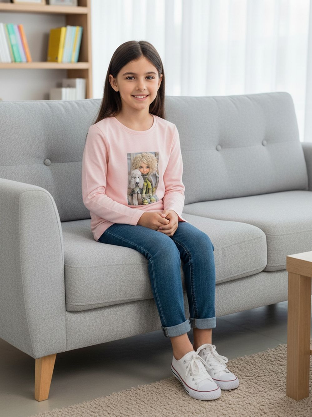 Dievčenské tričko GIRL and DOG s dlhým rukávom