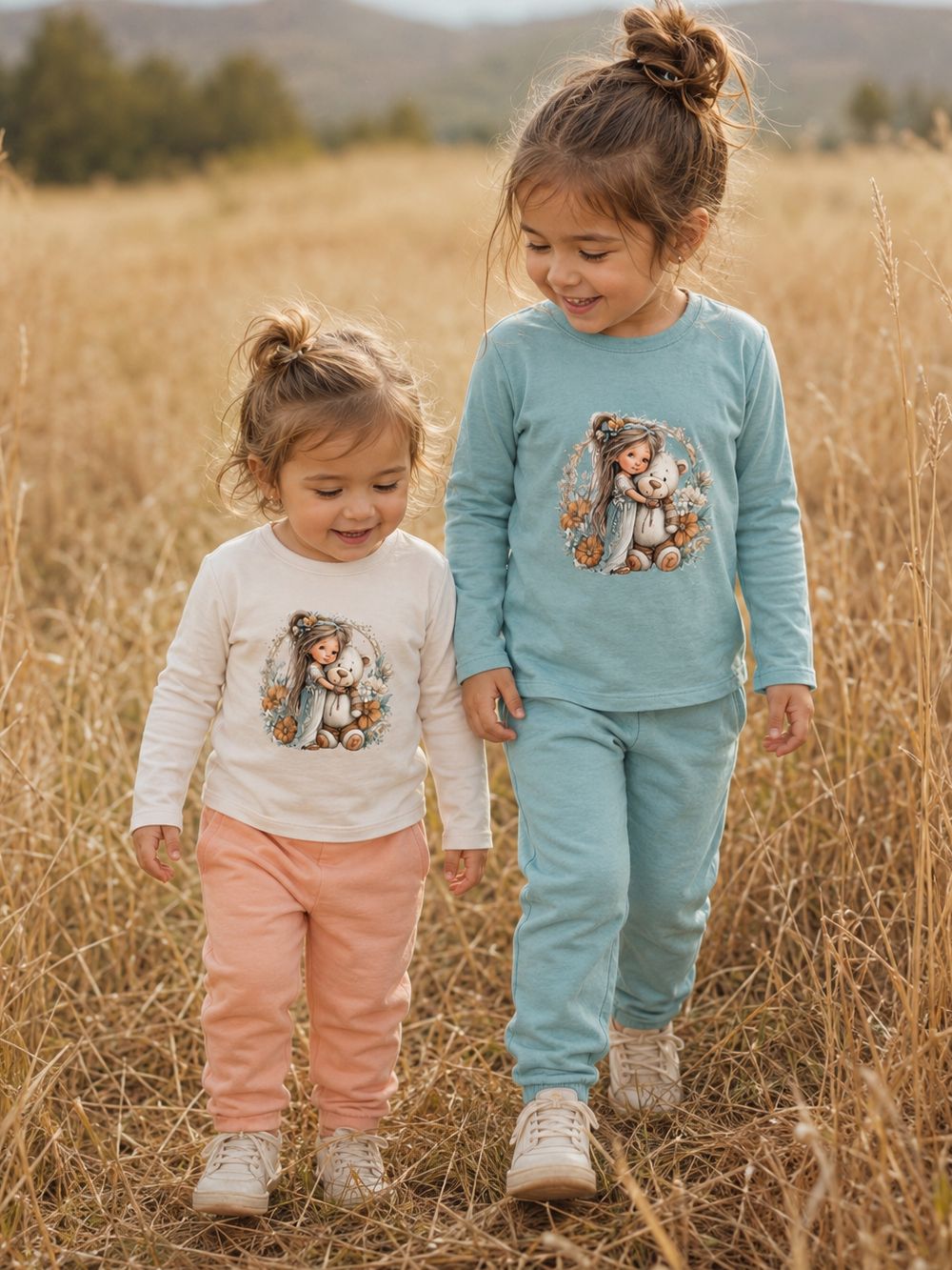 Dievčenské tričko GIRL and TEDDY s dlhým rukávom