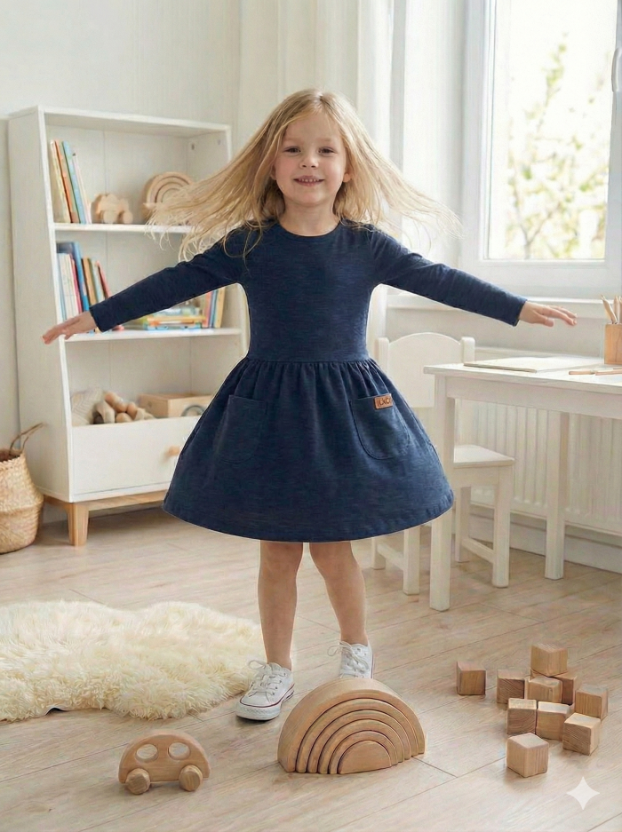 Dievčenské šaty 1F GIRLS COLORS s dlhým rukávom