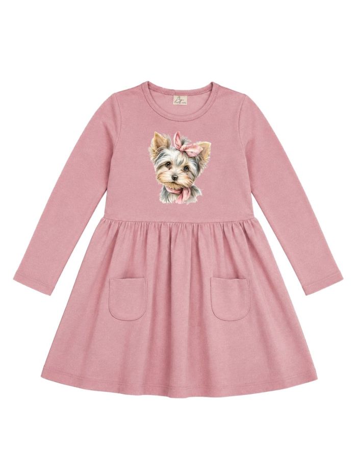 Dievčenské šaty CUTE DOG s dlhým rukávom