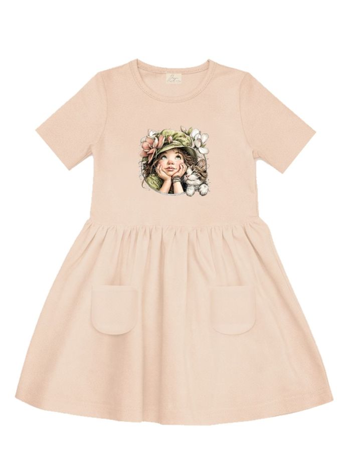 Dievčenské šaty GIRL and CAT s krátkym rukávom