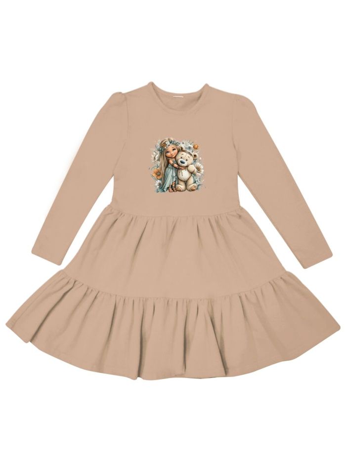 Dievčenské šaty GIRL and TEDDY s dlhým rukávom