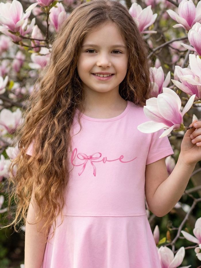 Dievčenské šaty LOVE RIBBON s krátkym rukávom