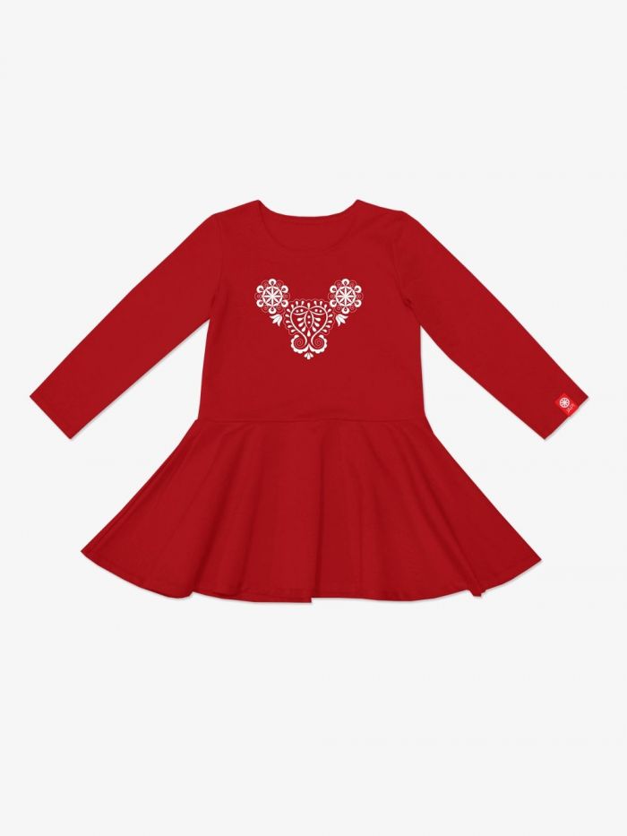 Červené dievčenské šaty s dlhým rukávom