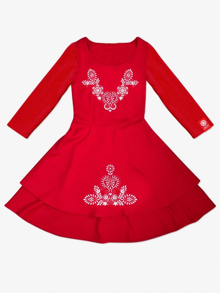 Červené šaty pre dievčatá s vyšívkou