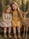 Dievčenské šaty CUTE FAWN s dlhým rukávom
