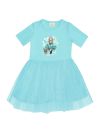 Dievčenské šaty tyl GIRL IN TURQUOISE s krátkym rukávom